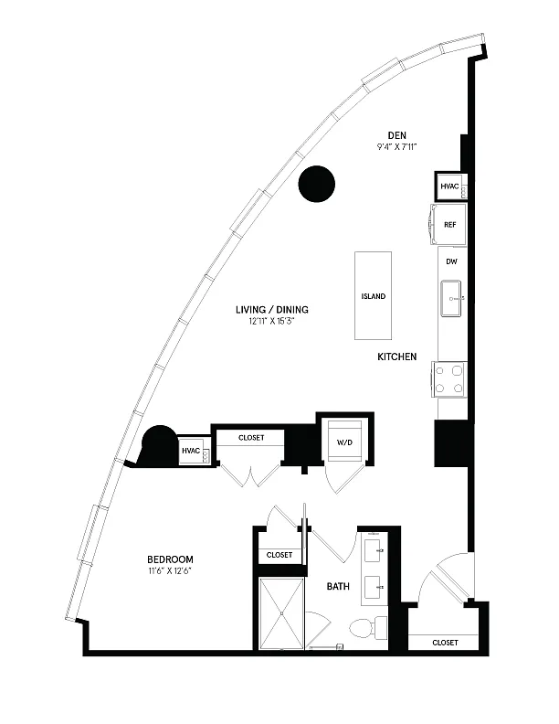Floor plan 1 Bed/1 Bath-01