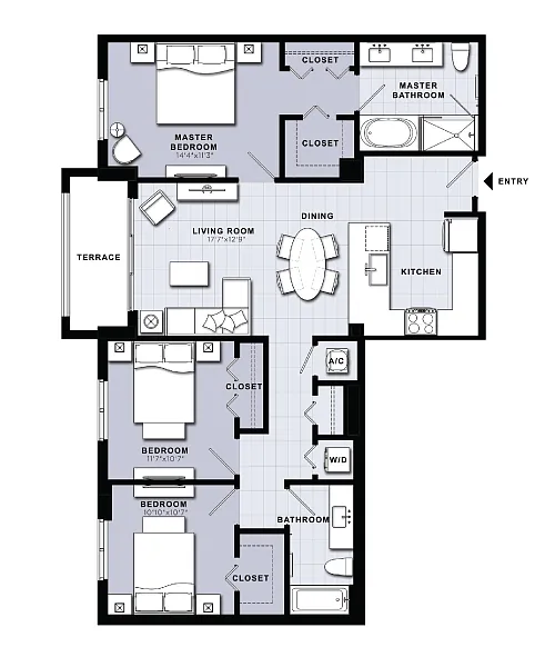 Floor plan 3 Bed / 2 Bath