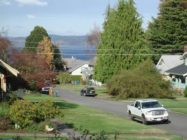 View of Neighborhood from Master
Bedroom, Commencement Bay in the
Distance, Looking North on Warner
