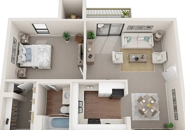 One Bedroom, 579 sqft, Patio/Balcony, Walk-in Closet One Bedroom, 579 sqft, Patio/Balcony, Walk-in Closet