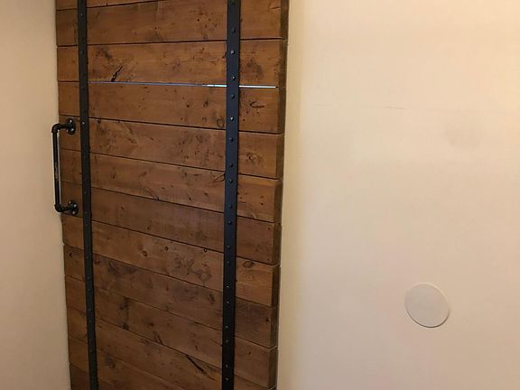 Sliding barn door to bedroom