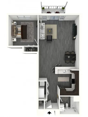 Floor plan 1 Bedroom, 1 Bath - Medium