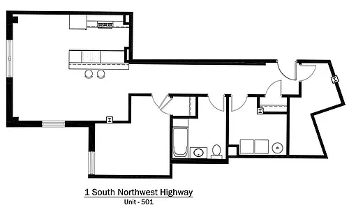 Floor plan 1 Bedroom / 1 Bathroom