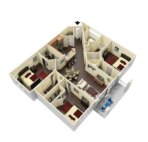 Floor plan C1 - Holly - Three Bedroom, Two Bathroom