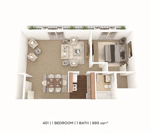 Floor plan One Bedroom-690 sqft