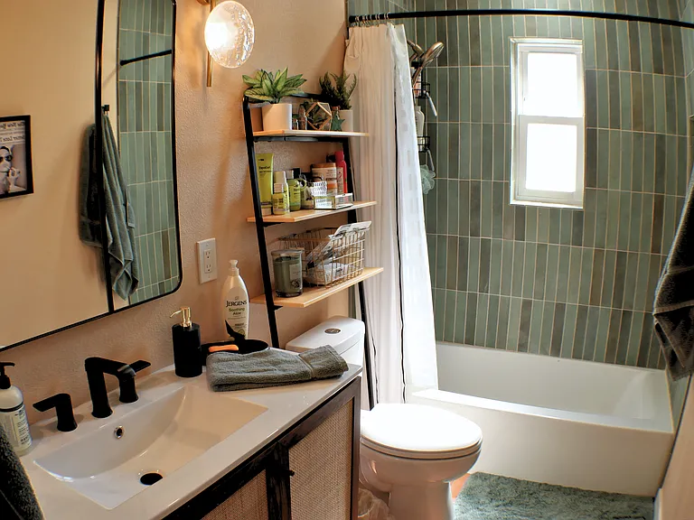 bathtub bathroom, medicine cabinet