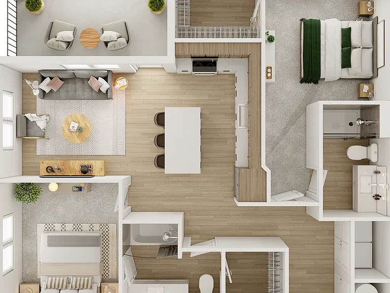 Explore the sleek design of our spacious two-bedroom apartment, featuring modern amenities and a charming balcony. Explore the sleek design of our spacious two-bedroom apartment, featuring modern amenities and a charming balcony.