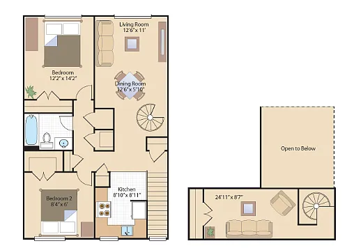 Floor plan Two Bedroom W Loft