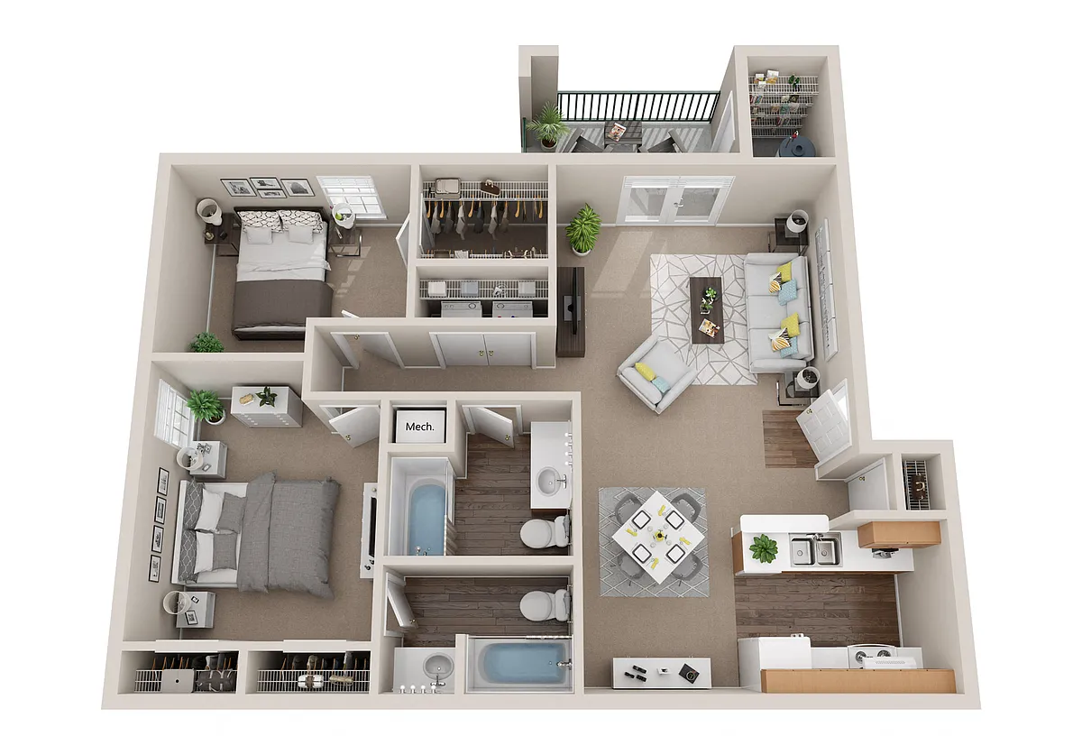 Floor plan 2BR 2BA (1150 SF)