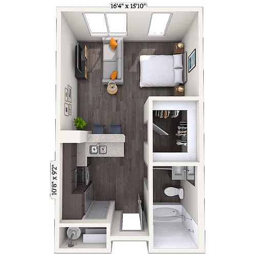 Floor plan Studio 0x1 420-752 SF
