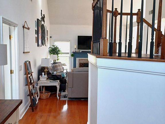 Front door entry . Staged.