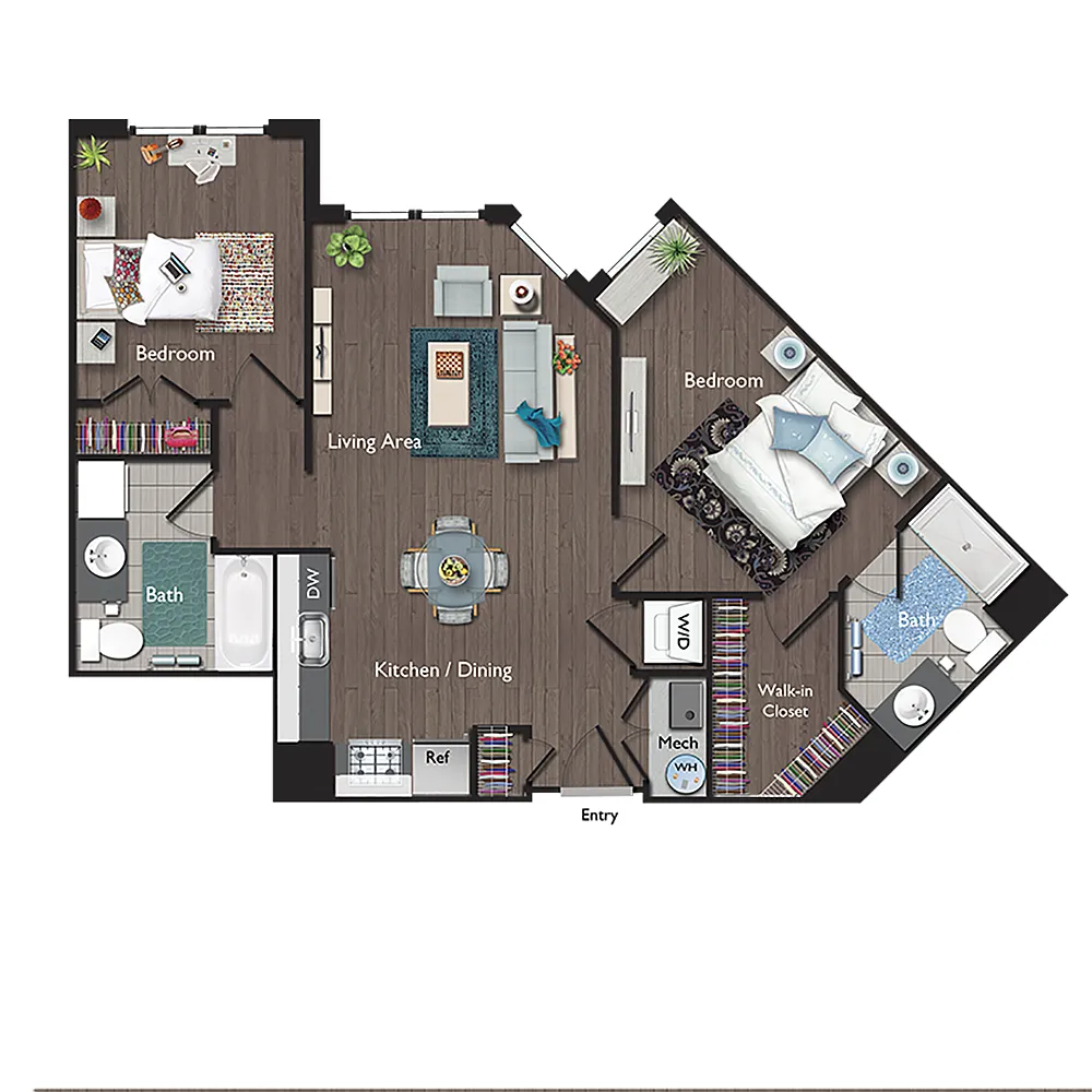 Floor plan Two Bedrooms/Two Bathrooms (C03)