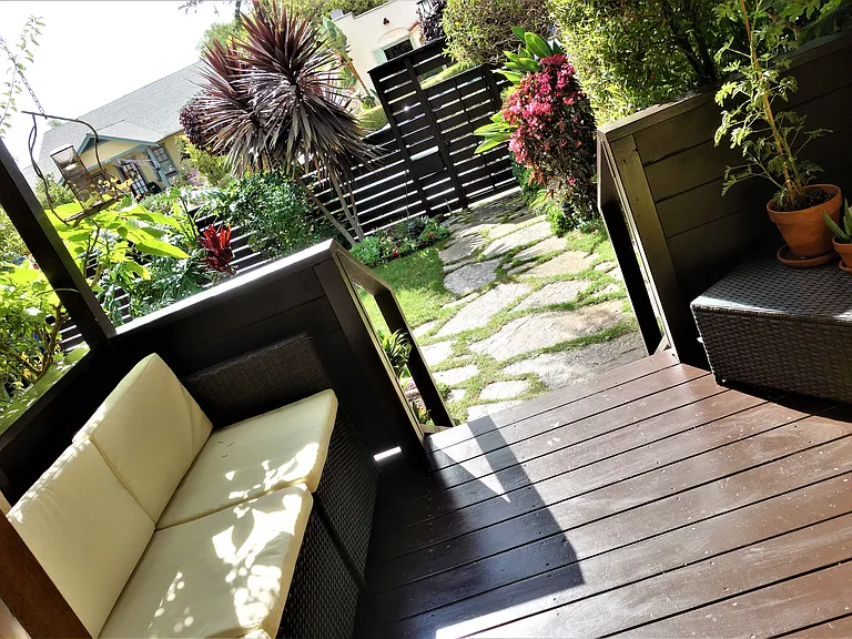 porch overlooking garden