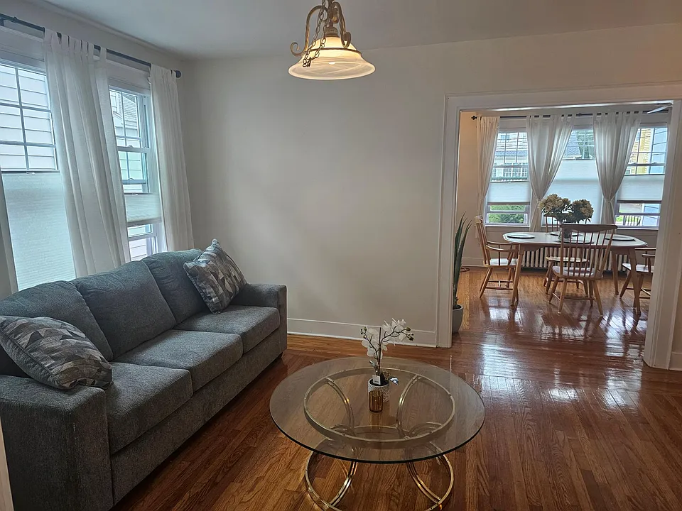 Living room space with lots of natural light.