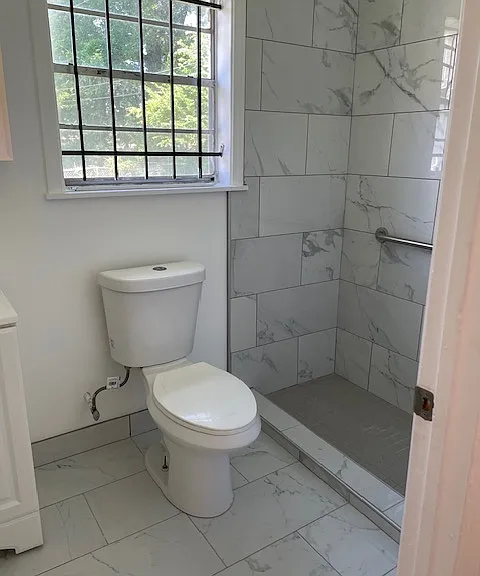 New Bathroom Flooring, Step-in Accessible Shower