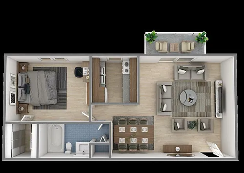 Floor plan 1 Bedroom, 1 Bathroom