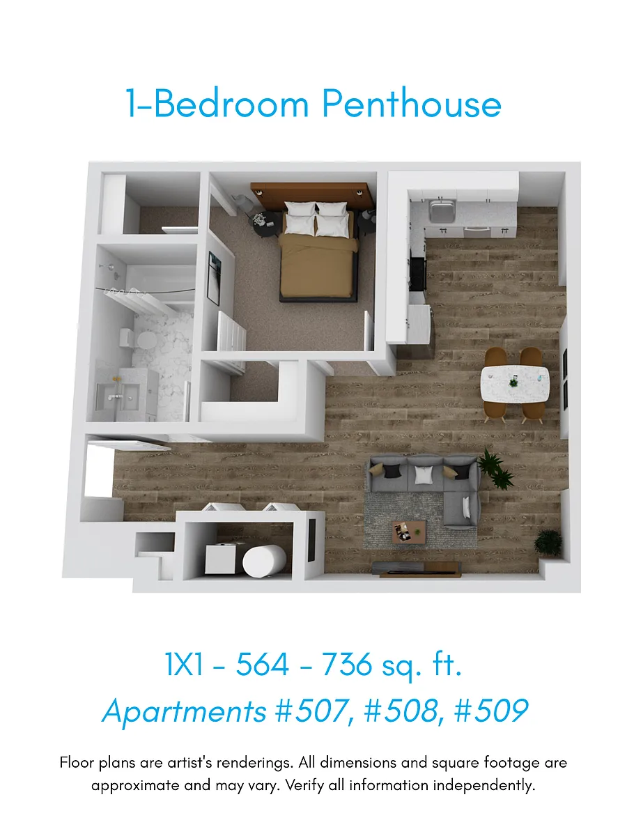Floor plan 1 Bedroom - Penthouse