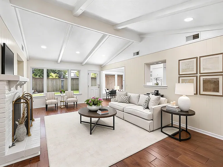 Virtually staged to show potential furniture and decor layout.