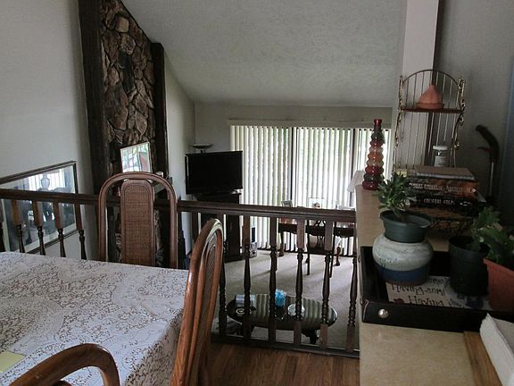 looking down on family room from dining area