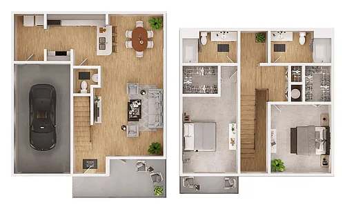 Floor plan B3 Townhome + Garage