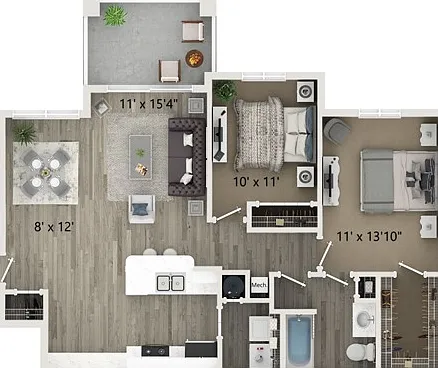 2 Bed | 2 Bath | B1U | 1000 SF 2 Bed | 2 Bath | B1U | 1000 SF