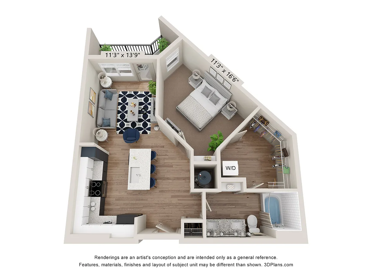Floor plan A2 (1 Bedroom)