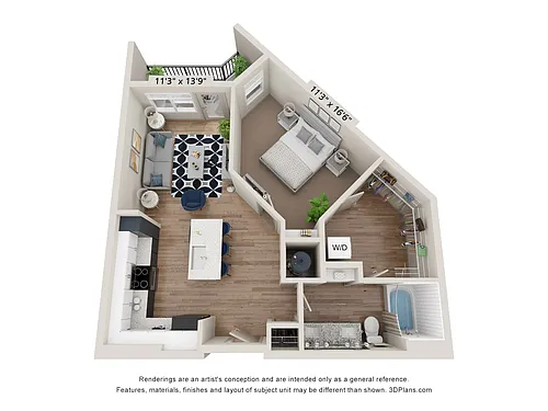 Floor plan A2 LL (1 Bedroom)