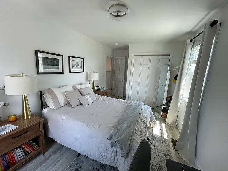 Generously sized guest closets provide additional storage room