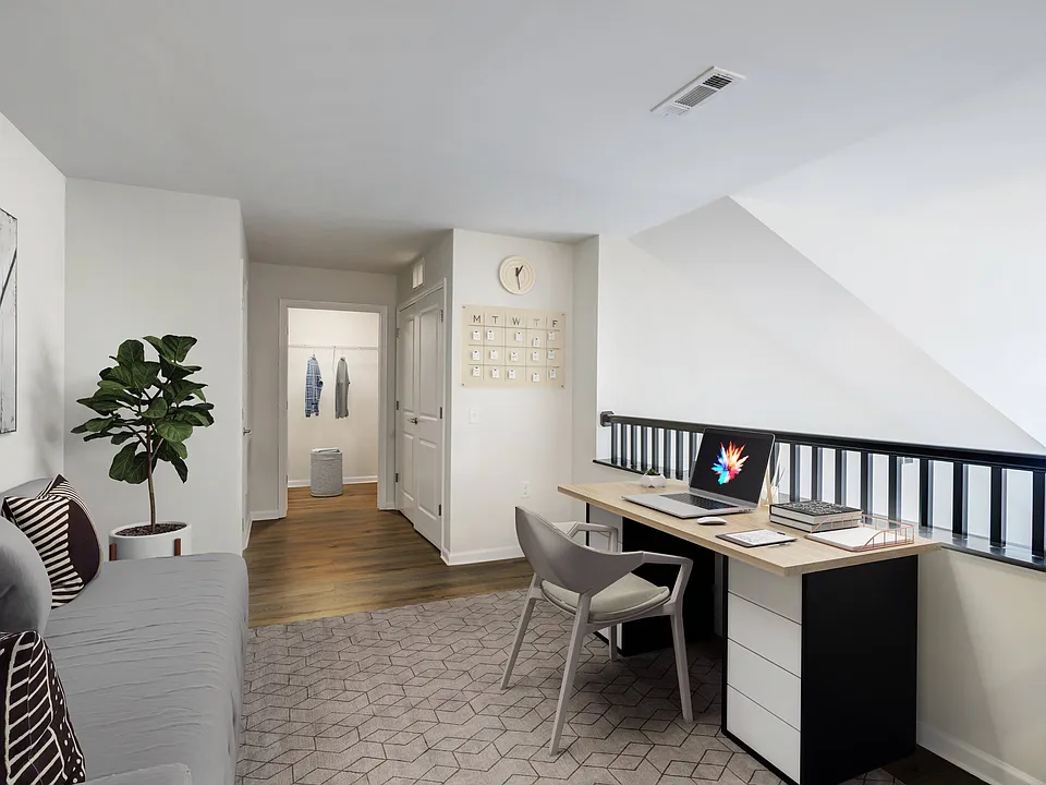 Home office area in loft apartment