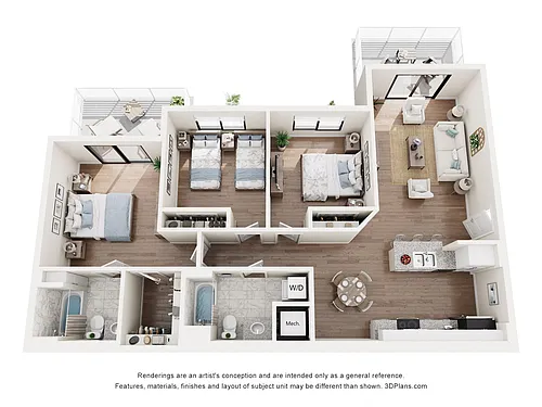 Floor plan 3x2 | Balcony or Terrace