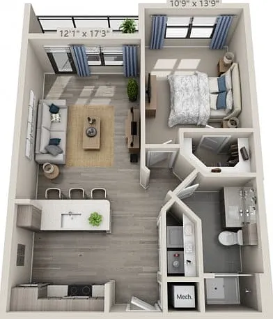 Floor plans are artist's rendering. All dimensions are approximate. Actual product and specifications may vary in dimension or detail. Not all features are available in every apartment. Prices and availability are subject to change. Floor plans are artist