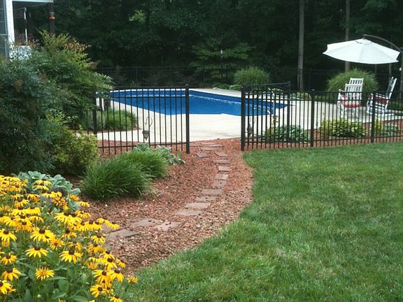 Side yard, view of pool