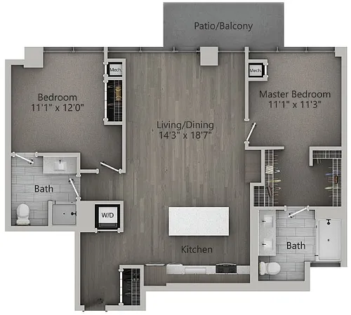 Floor plan B4 | 2 Bedroom | 1,136 SF