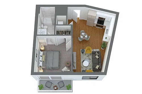 Floor plan A1 1 Bed/1 Bath