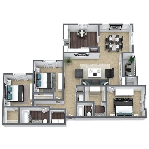 Floor plan C1: 3 Bed 2 Bath