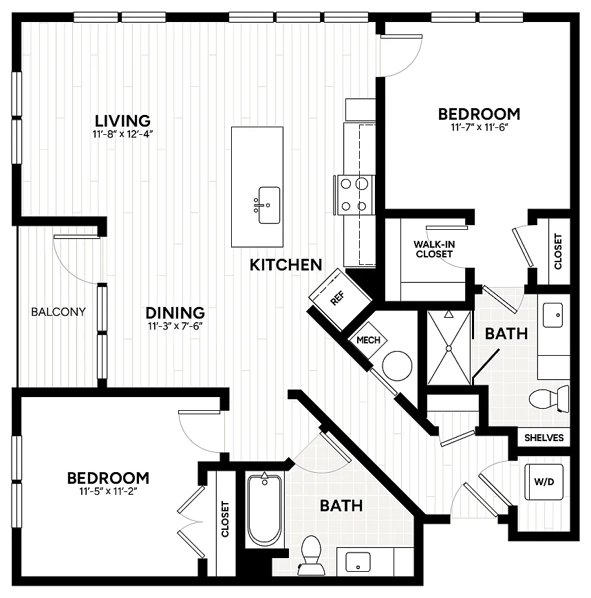 Floor plan 2 Bed/2 Bath-B4