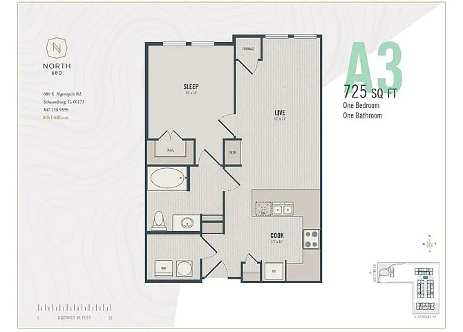Floor plan A3 - One Bedroom