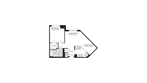 Floor plan 1 Bed 1 Bath A04