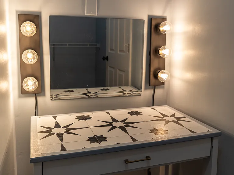 Makeup vanity in master closet