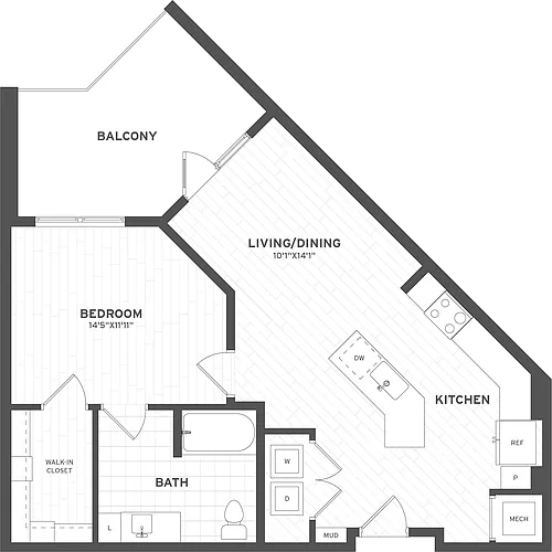Floor plan 1 Bed/1 Bath ADA-A1.6A