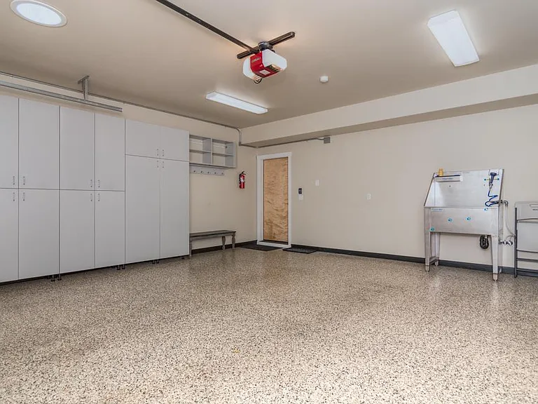 Garage with dog wash station