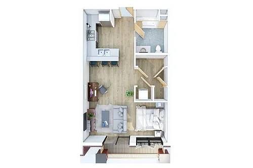 Floor plan Kensington Studio, 1 Bathroom