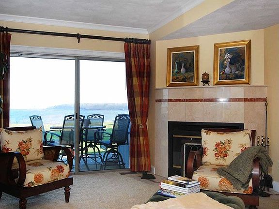 livingroom withfireplace and view