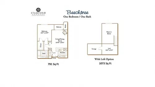 Floor plan 1 Bed/1 Bath-Beechtree w/Loft
