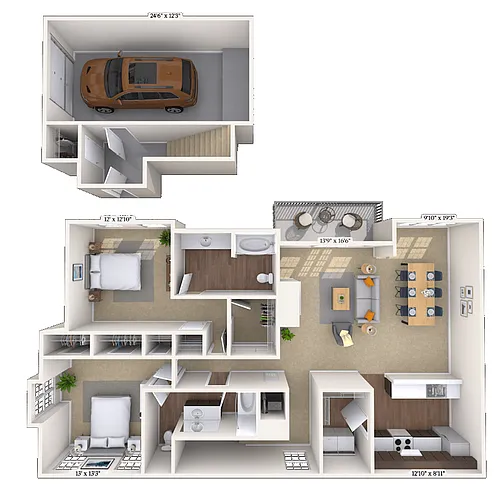 Floor plan Traditional 2x2 1428 SF