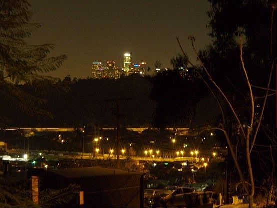Nighttime view of downtown from the front deck.