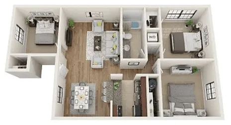 Floor plan 3 Bedroom | 1 Bath