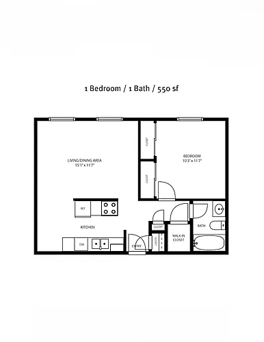 Floor plan 1 Bed 1 Bath