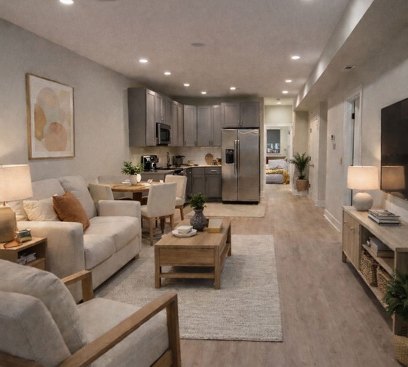 Living Room, Dining, Kitchen