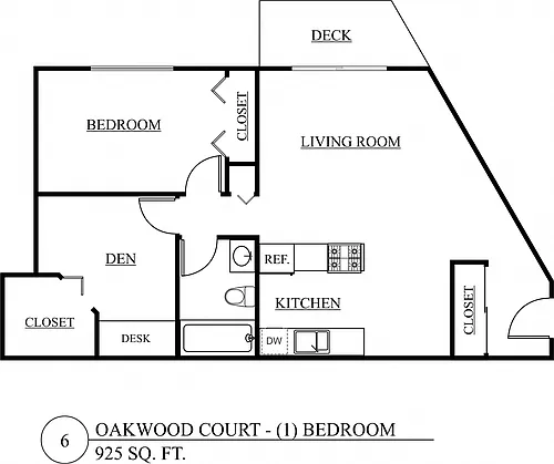 Floor plan One Bedroom + Den